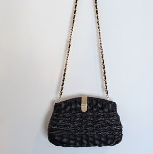 Vintage Black Basket Shoulder Bag